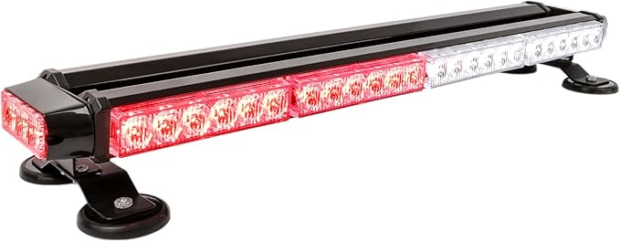 26.5" Red White 54 LED Emergency Warning POV Light Bar For Firefighter Trucks EMS First Responder Flashing Strobe Traffic Advisor Double Side with Magnetic Base (26.5" 54LED, White/Red)