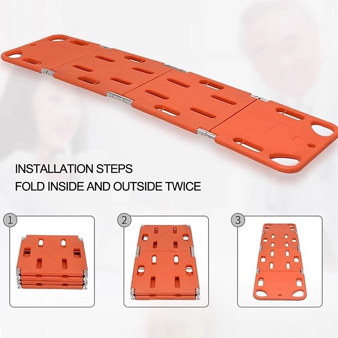 Quad Folding Medical Rescue Stretcher with Spine Plate, 350 lbs Load Capacity, Ideal for Patient Transfers in Medical Departments, Emergency Use and Transport