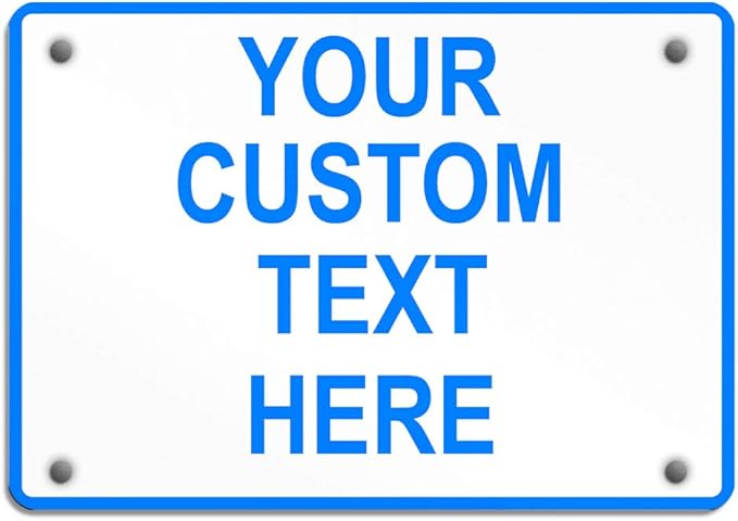 Aluminum Weatherproof Metal Sign Multiple Sizes Custom Personalized Text Here White Blue Notice Travel Horizontal Street Signs 14x10Inches