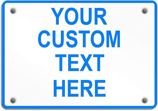 Aluminum Weatherproof Metal Sign Multiple Sizes Custom Personalized Text Here White Blue Notice Travel Horizontal Street Signs 24x18Inches