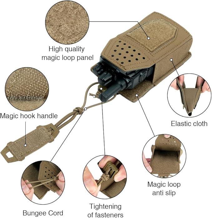 Tactical Radio Holster Molle Radio Pouch Universal Radio Holder For Walkie Talkie Motorola BaoFeng UV-5R BF-F8HP Adjustable Storage Rifle Magazine Pouch(Coyote Brown)