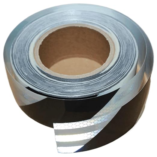 Reflective Tape Black and White 2 inch Wide for Cars, Outdoor Waterproo High Visibility Safety Warning Sticker Strips (68 feet)
