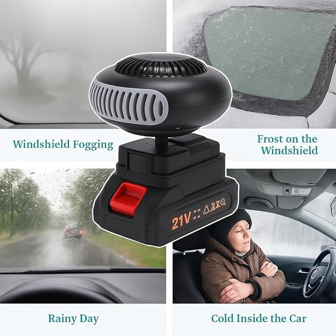 Battery Powered Space Heater, 2026 New Battery Operated Heater for Indoors Car, Portable Car Window Defroster with Anti Tilt Design, Long Lasting Heating & Quiet Operating for Cars Office (1*Battery)