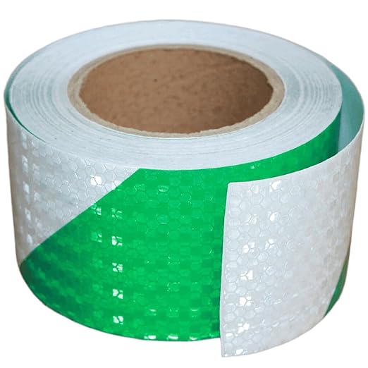 Green and White Reflective Tape Outdoor Waterproof 3 inch X 68 feet, High Visibility Hazard Conspicuity Safety Marking Tape