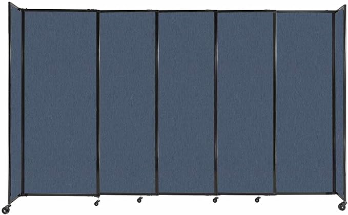 Versare Straightwall Sliding Portable Wall Partition | Freestanding Office Dividers | Locking Wheels | Temporary Room Separator | 11'3'' Wide x 6'10'' Tall Ocean Fabric Panels