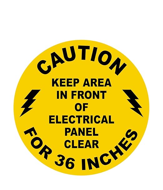 Stranco Non-Slip Floor Sign “CAUTION-KEEP AREA IN FRONT OF ELECTRICAL PANEL CLEAR FOR 36 INCHES” | 17” Black on Yellow | Permanent Acrylic Adhesive, Pebble-Textured Laminate, Durable 20 mil Construction, Slip-Resistant Safety Label