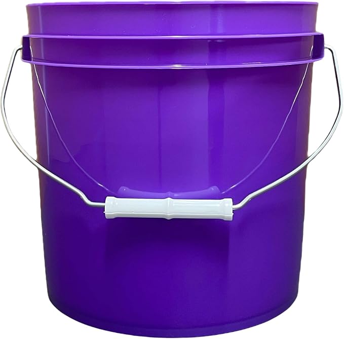 House Naturals 2 Gallon Purple Food Grade BPA Free Made in USA Bucket with Screw On Lid - Pack of 3 (Yellow lids)