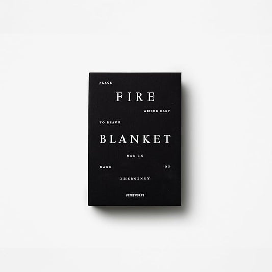 PrintWorks Black Fire Blanket for Home – Emergency Safety Cover in Stylish Discreet Book-Style Storage Box
