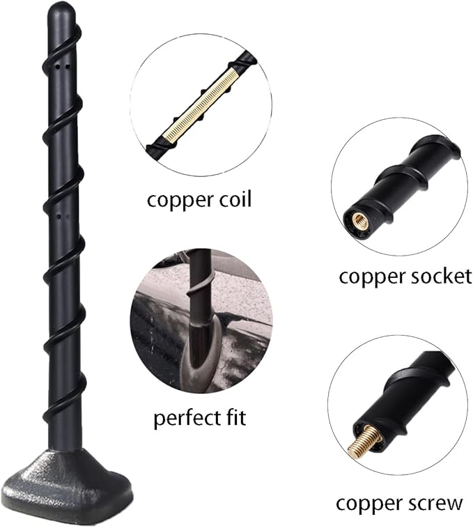 7 Inches Short Antenna for Truck Rubber Replacement Antenna for Ford F150 2009-2025 & Bronco 2021-2025, Ford F150 Accessories, Internal Copper Coil for Enhanced AM/FM Reception