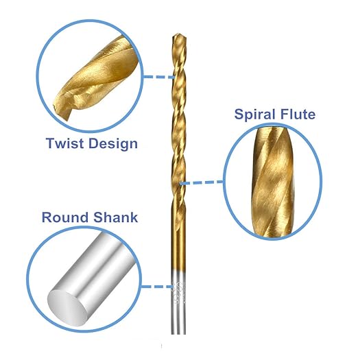 20PCS, 13/64", Titanium Coated Twist Drill Bits