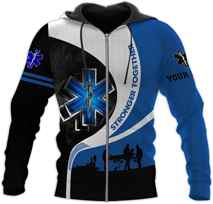 Personalized EMT 3D Shirt, EMT 3D Hoodie, 3D EMS Hoodies for Men, Medical Uniforms EMS Shirt, Emergency Medical Service Shirt