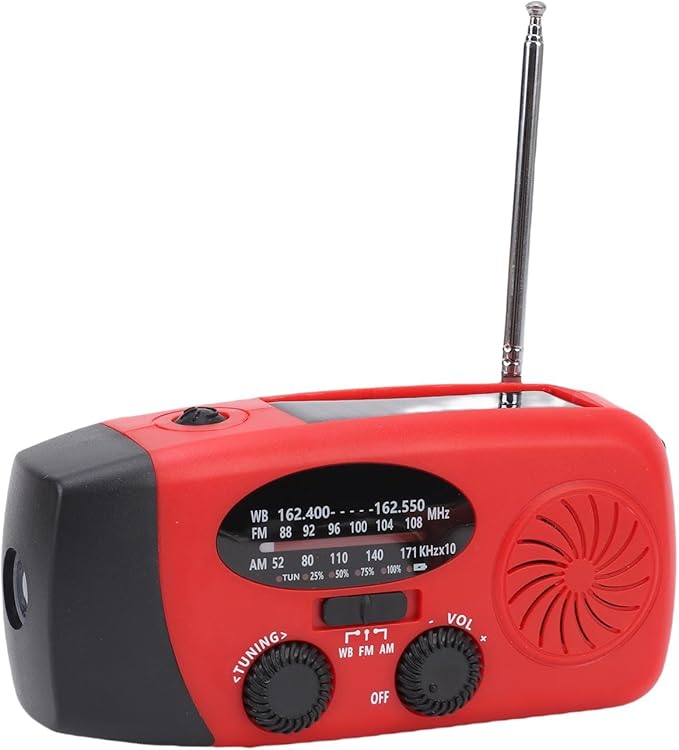 VBESTLIFE Emergency Hand Crank Radio with LED Flashligh, AM FM NOAA WB Portable Weather Radio with 2000mAh Power Bank Phone Charger, USB Charged & Solar Power