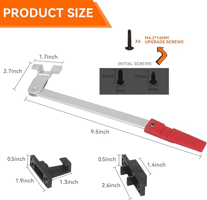 RV Emergency Window Latch, Aluminum RV Emergency Exit Window Latch Replacement, Camper Exit Window Lock, Window Support Holder with Red Handle for Travel Trailer