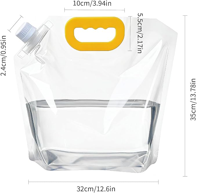 10 Pack 1.3 Gallon Collapsible Water Container Bag, Freezable Plastic Water Storage Pouch with Handle,No-Leak Foldable Water Jug for Sport Camping Emergency Hike Riding Mountaineer,BPA-Free
