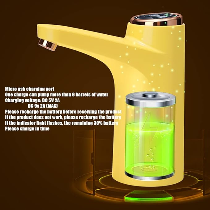 Water Pump for 5 Gallon Bottle Portable USB Charging Water Dispenser (Yellow)