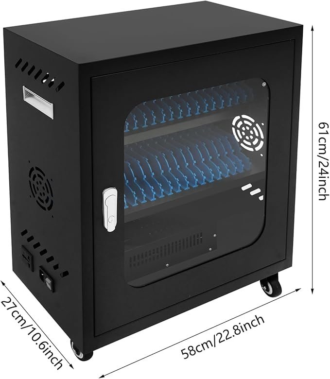 40-Device Charging Station, Charging Cabinet for Cellphones & Tablet Computers, Rechargeable Cellphone Locker Storage Charging Station, Locking Laptop Storage Box with Cable Management