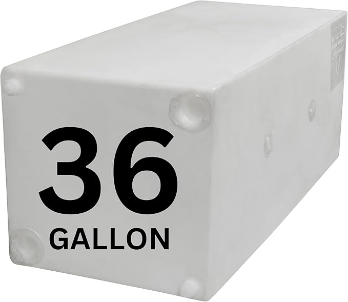 36 Gallon RV Fresh Water Tank, Potable Water Storage Tank for Drinking, Cooking, Cleaning, Showering, for Campers, Trailers, Motorhomes, RVs, Cube Shape, 37" x 16" x 15" (WT-5549)