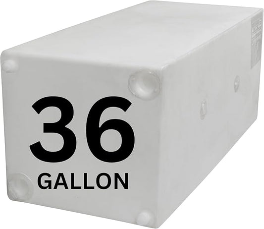 36 Gallon RV Fresh Water Tank, Potable Water Storage Tank for Drinking, Cooking, Cleaning, Showering, for Campers, Trailers, Motorhomes, RVs, Cube Shape, 37" x 16" x 15" (WT-5549)