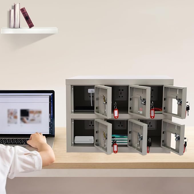 Cell Phone Locker 6 Slot Cellphone Charging Station Metal Cellphone Charging Cabinet Rechargeable Mobile Phone Cabinet for Office Classroom (6 Slot)