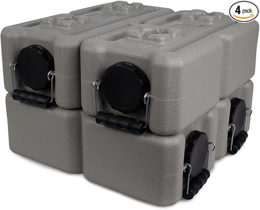 WaterBrick International Water Storage Containers for Emergency Water Storage | 4-Pack of Stackable 3.5 Gallon Water Container Bricks | Food-Grade HDPE Plastic | BPA-Free | STD Tan