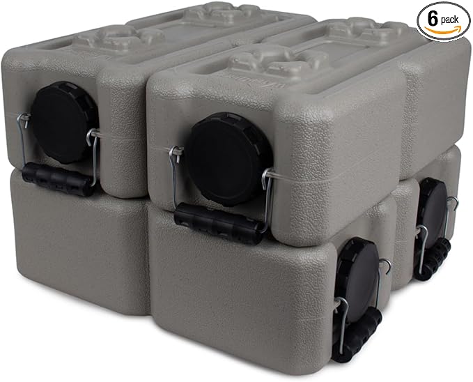 WaterBrick International Water Storage Containers for Emergency Water Storage | 6-Pack of Stackable 3.5 Gallon Water Container Bricks | Food-Grade HDPE Plastic | BPA-Free | STD Tan