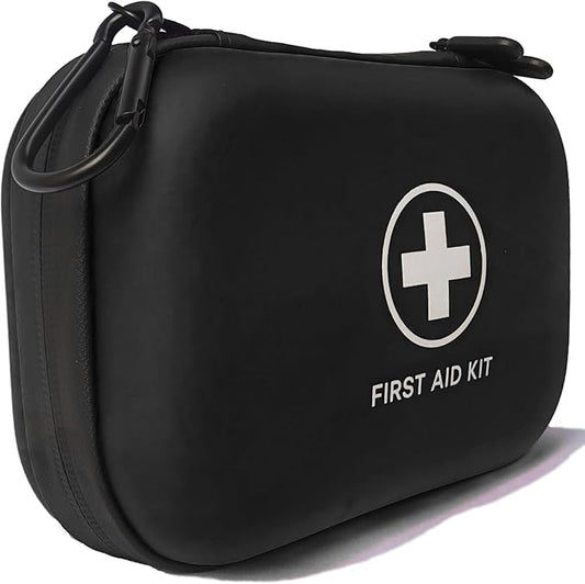 First Aid Kit 196 Piece Waterproof Hard Shell Portable Survival Kit for Home, Camping, Cars, Hiking, Travel, Outdoor, Adventure Emergency Medical Kits (Black)