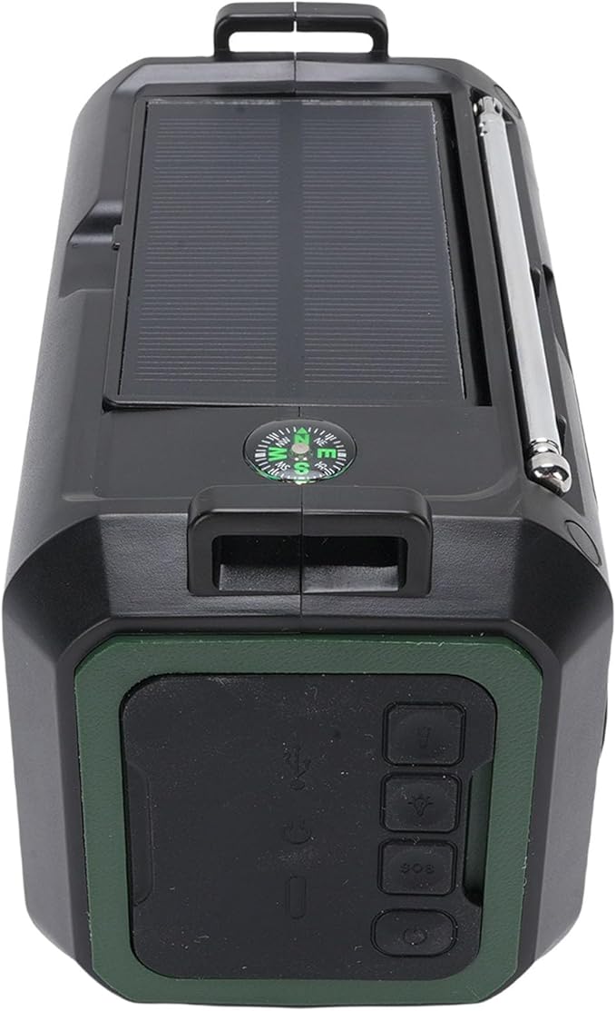 12000mAh Emergency Radio Hand Crank Solar Powered Portable AM FM WB Weather Radio with SOS Alarm Flashlight Compass for Outdoor Camping Survival