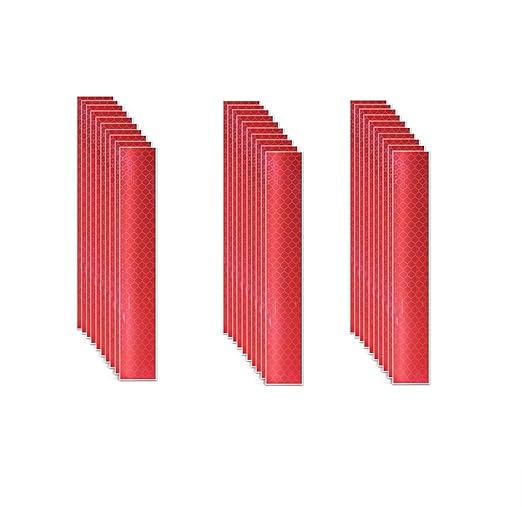 Red Reflective Stickers 1 inch X 6 inch, Outdoor Waterproof High Visibility Warning Safety Adhesive Reflector Tape (30 Pcs)