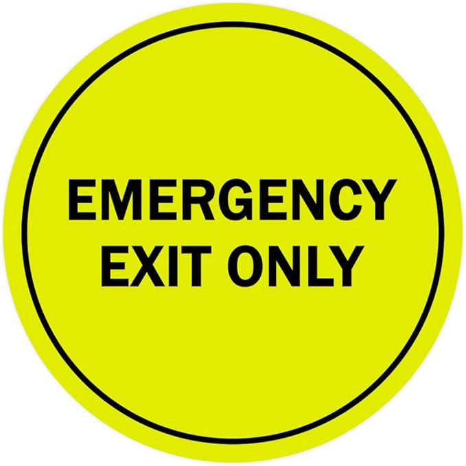 Signs ByLITA Circle Emergency Exit Only Sign (Yellow/Black) - X-large 1 Pack