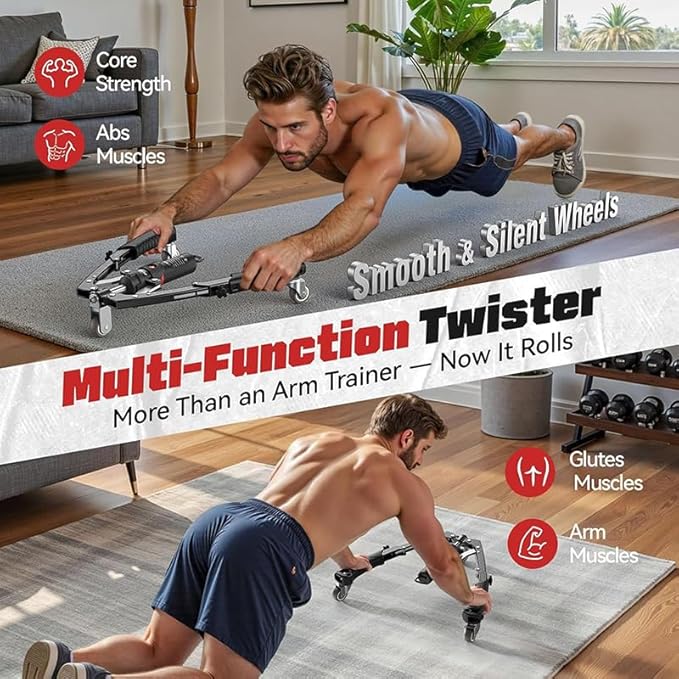 Saker Twister Arm Trainer - Adjustable 22-440lbs Hydraulic Arm & Chest Exerciser Machine with LCD Counter, Portable Home Gym Equipment , Strength Training for Shoulder, Forearm