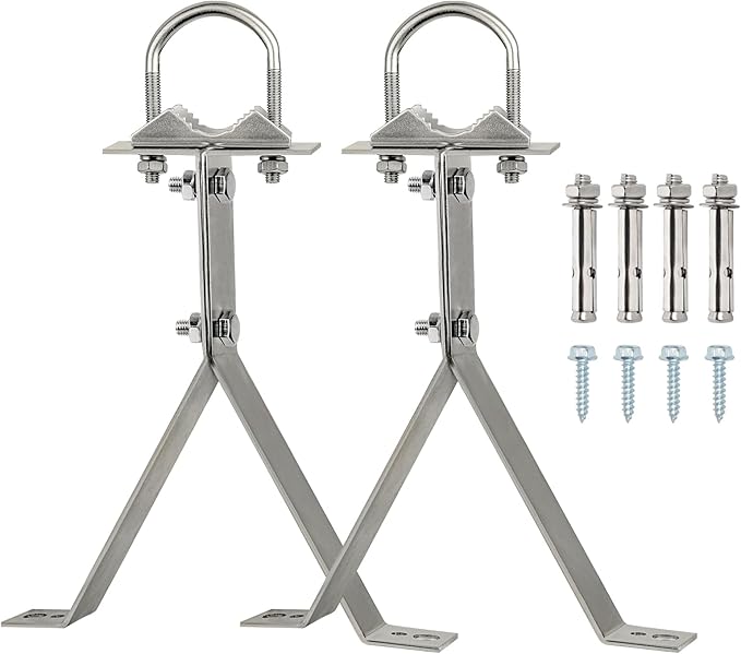 XRDS-RF Antenna Wall Mount 10 Inch Heavy-Duty Stand Off Wall Mast Mount Windproof Mounting Bracket for TV Mast (2-Leg + 2-Leg)