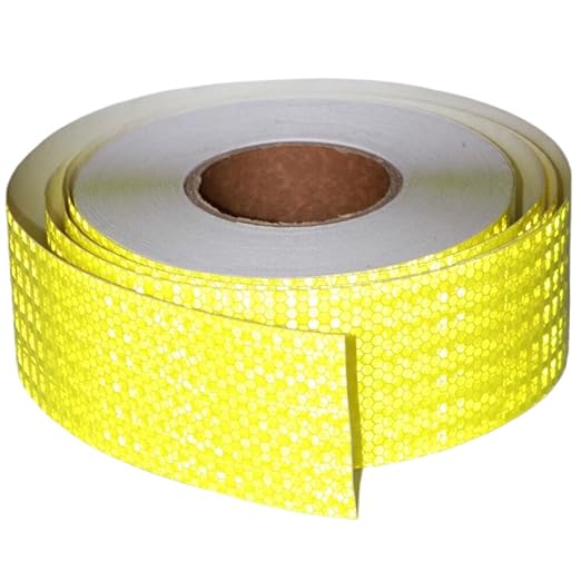 Fluorescent Yellow Reflective Tape Outdoor Waterproof 3 inch Wide, High Visibility Warning Safety Industrial Marking Tape (166 feet)