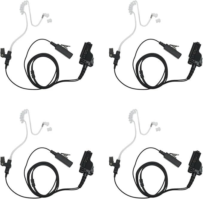 2 Wire Covert Acoustic Tube Surveillance Kit Headset Earpiece for Motorola XTS2500 XTS5000 XTS1500 XTS3000 HT1000 HT2000 MTS2000 Two Way Radio Walkie Talkie,4Pack
