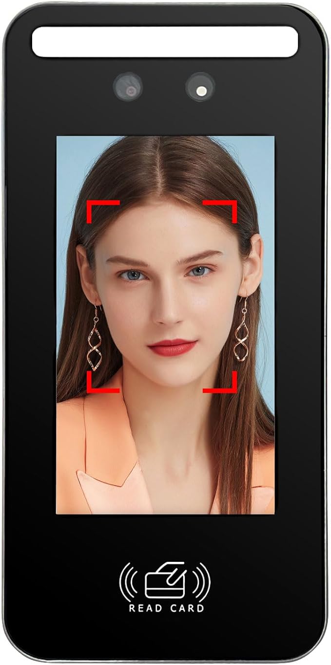 Facial Recognition Access Control System Kit w/5" Screen & 1.3MP Camera, 600lbs Magnetic Lock, Keypad/RFID Entry, AC110V-DC12V Power & Infrared Switch for Home/Business (J60-600LBS Face ID Kit)