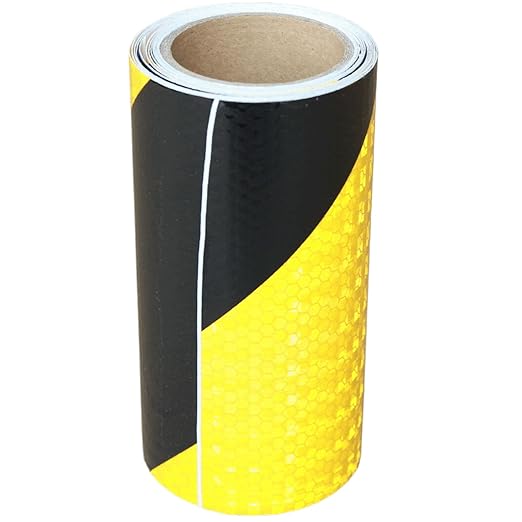 Reflective Tape Yellow Black 6 inch Wide, Outdoor Waterproof Hazard Conspicuity Warning Industrial Marking Tape (11 feet)