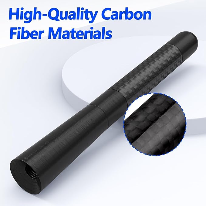 Car Radio Antenna 4.7 Inch Carbon Fiber Waterproof Car Antenna Replacement Vehicle AM FM Stereo Radio Antennas, Aluminum Short Truck Antennas for Cars Trucks Pickups SUVs
