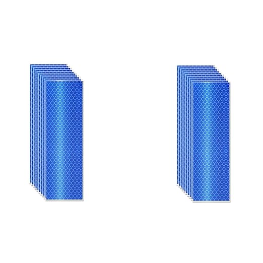 Non Fading Blue Reflective Stickers 2 inch X 6 inch, Outdoor Waterproof High Visibility Warning Safety Adhesive Reflector Tape (20 Pcs)