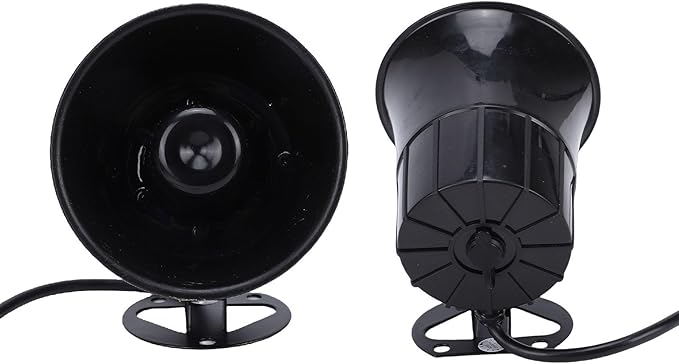 Sanpyl Alarm Horn Siren PA Speaker, 120dB 15W 8 Sound Loud Car Siren Vehicle Horn Hooter / Ambulance / Boat / Traffic Sound, Black