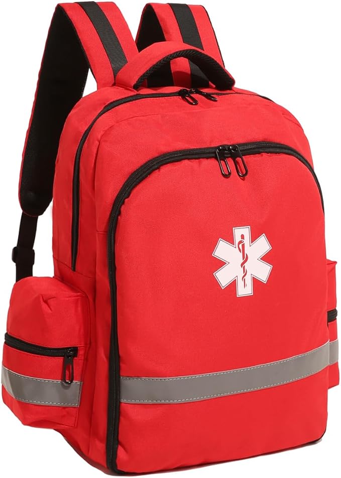 First Aid Backpack Bags for School Empty Medicine Bag for Trauma Medical Safety Backpack for Travelling Red Emergency Bag for Nurse, Paramedic, EMT