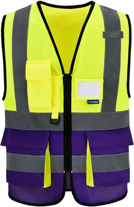 safety vest purple and yellow