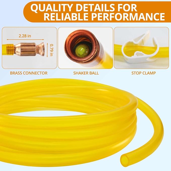 Siphon Hose - Gas Siphon Kit, Portable 10 Ft Self Priming Multi-Purpose Shaker Siphon Hand Pump Tube for Fuel Transfer Pump with 1/2" Valve & Clip