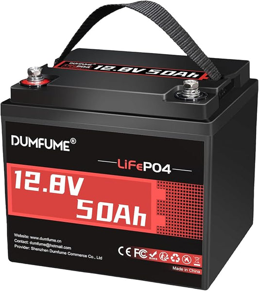 12.8V 50Ah LiFePO4 Lithium Battery, Built-in 50A BMS,640Wh Capacity, 4000+ Cycles, Low-Temp Protection,Perfect for RV, Camping, Solar, Off-Grid and Home Energy Storage