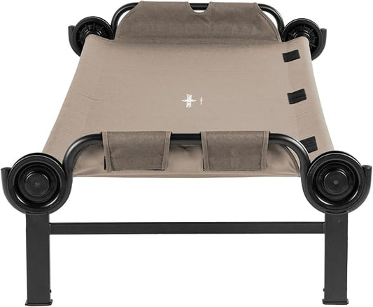 Disc-O-Bed Large Outdoor Modular 1 Person Single Camping Cot Portable Bed for Adults, Sleep Solution for Tents, Tan