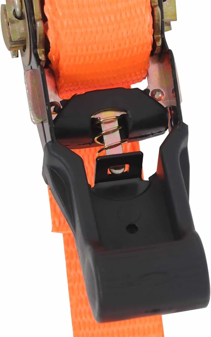 findmall 2Pcs 4Ft Ratchet Strap 1 Inch Fracture Strength 2400Lbs Orange S Hooks Tie Down Straps for Moving Motorcycle, Appliances, Equipment