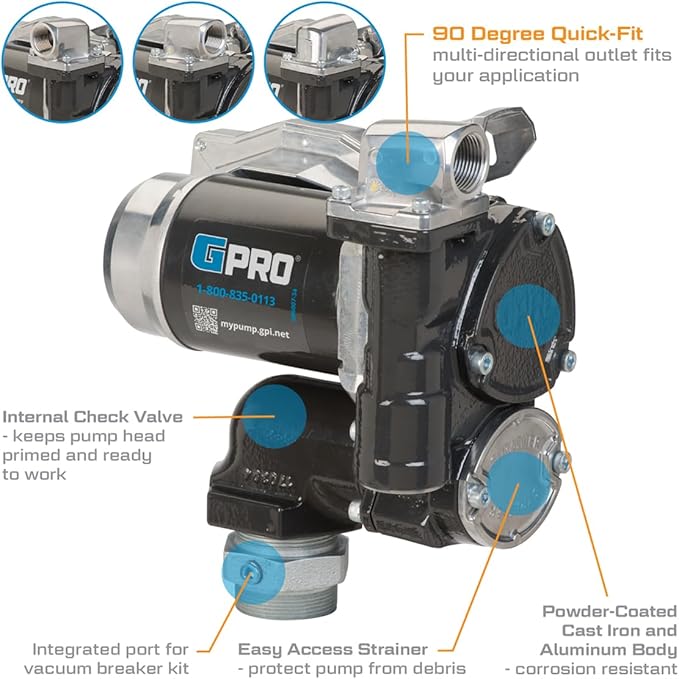 GPRO - V25 Series Fuel Transfer Pump, Pump Only, 25 GPM, 24 Volt (170001-01)