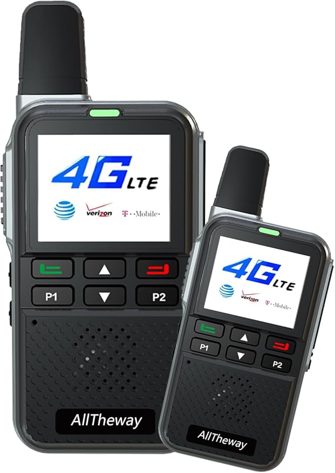 Lifetime Free Data 4G PoC Walkie Talkies - Alltheway Long Range Two-Way Radio with SIM Card, Unlimited Global Push-to-Talk for Outdoor & Work(V808M-2Pack-SIM)