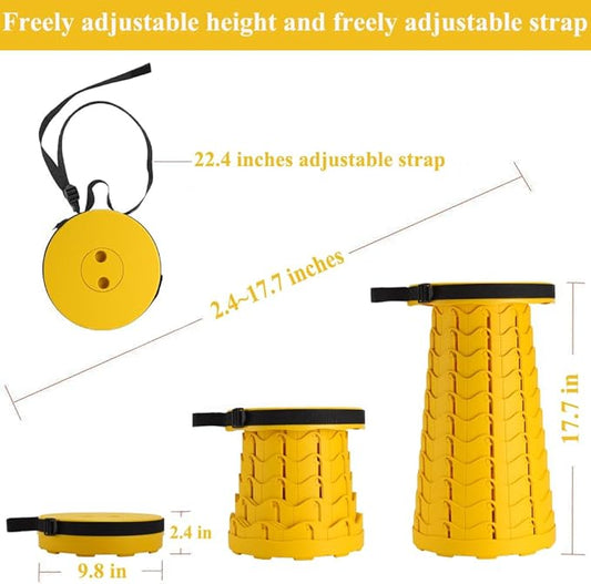 Fishboy Upgraded Collapsible Stool, 400lbs Max Weight, Lightweight But Sturdy, Portable Retractable Folding Telescoping Foldable Camping Stool for Adults Outdoor Fishing Hiking Gardening Travel BBQ