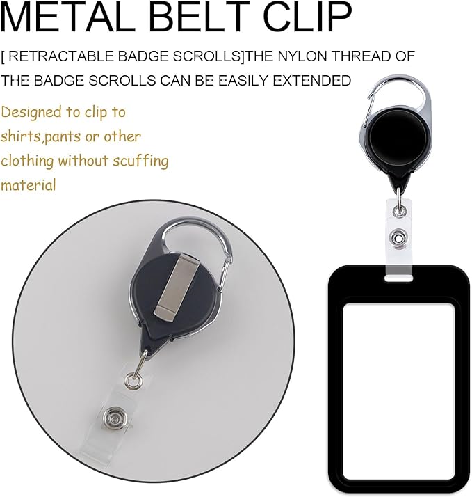 Black Badges Holder with Lanyard, Cruise Ship Card Holders and Lanyards, Retractable and Breakaway Lanyards with Name Tag Clip, Adjustable Lanyard for Men Teacher Women