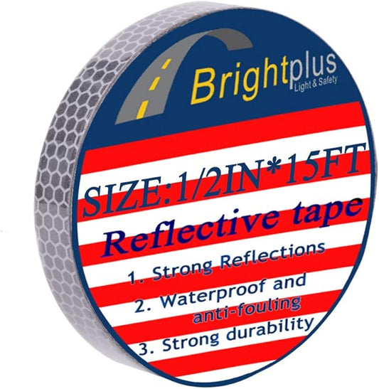 High-Intensity Reflective Tape for Vehicles Boats Clothes Helmets Mailboxes,0.5 Inch by 15 feet, Silver & White