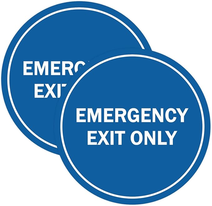 Signs ByLITA Circle Emergency Exit Only Sign (Blue) - Small 2 Pack